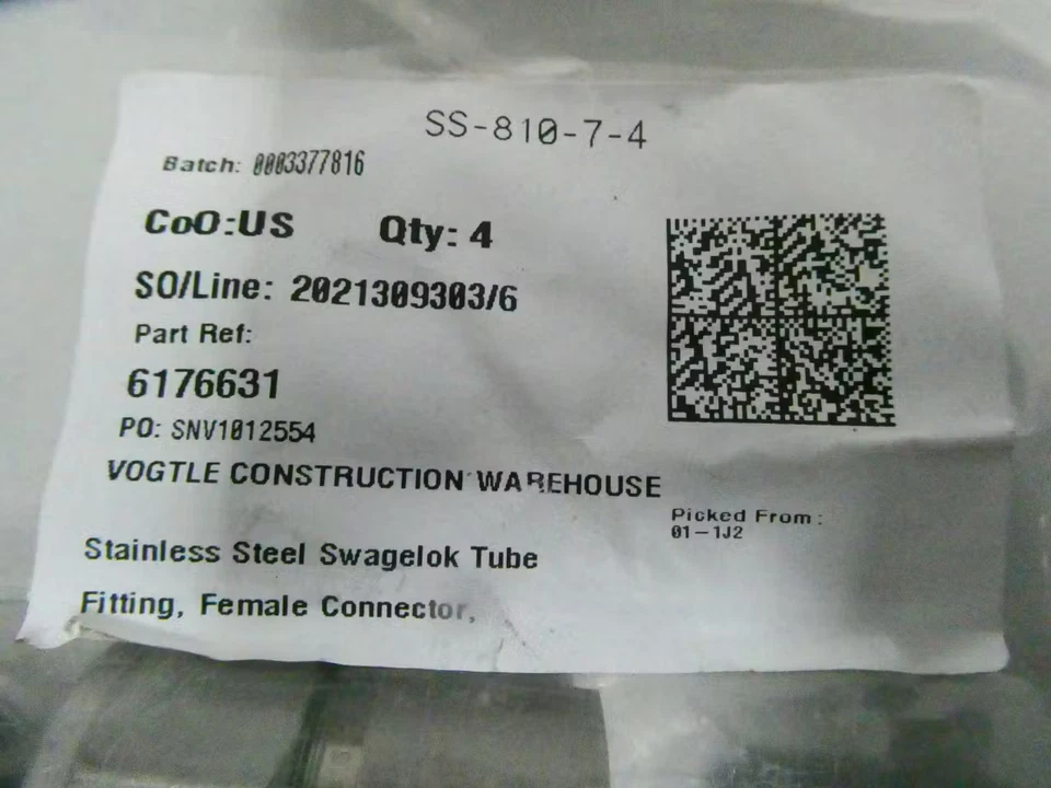 Pack Of 4 Swagelok SS-810-7-4 Stainless Pipe Adapter 1/2in Tube X 1/4in Npt - Image 3 of 4