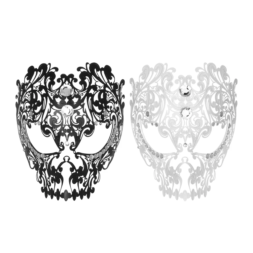 Halloween Gothic Metallic Skull Mask Party Cosplay Dark Theme Decor Accessory - Image 2 of 4