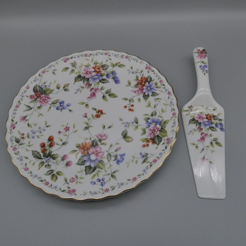 Vintage Spring Flower Cake Plate & Server Porcelain Gold Gilt Scalloped 10.5" - Picture 11 of 21
