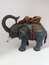 Antique Hubley Cast Iron Elephant Mechanical Bank