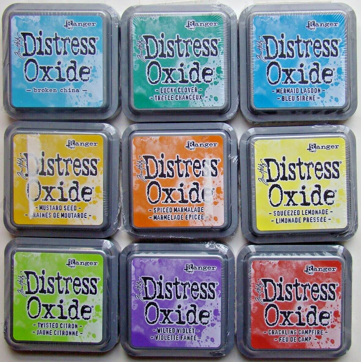 LOT OF 9 Tim Holtz DISTRESS OXIDE Ranger Ink Pads BOLD/BRIGHT COLORS Brand  NEW!