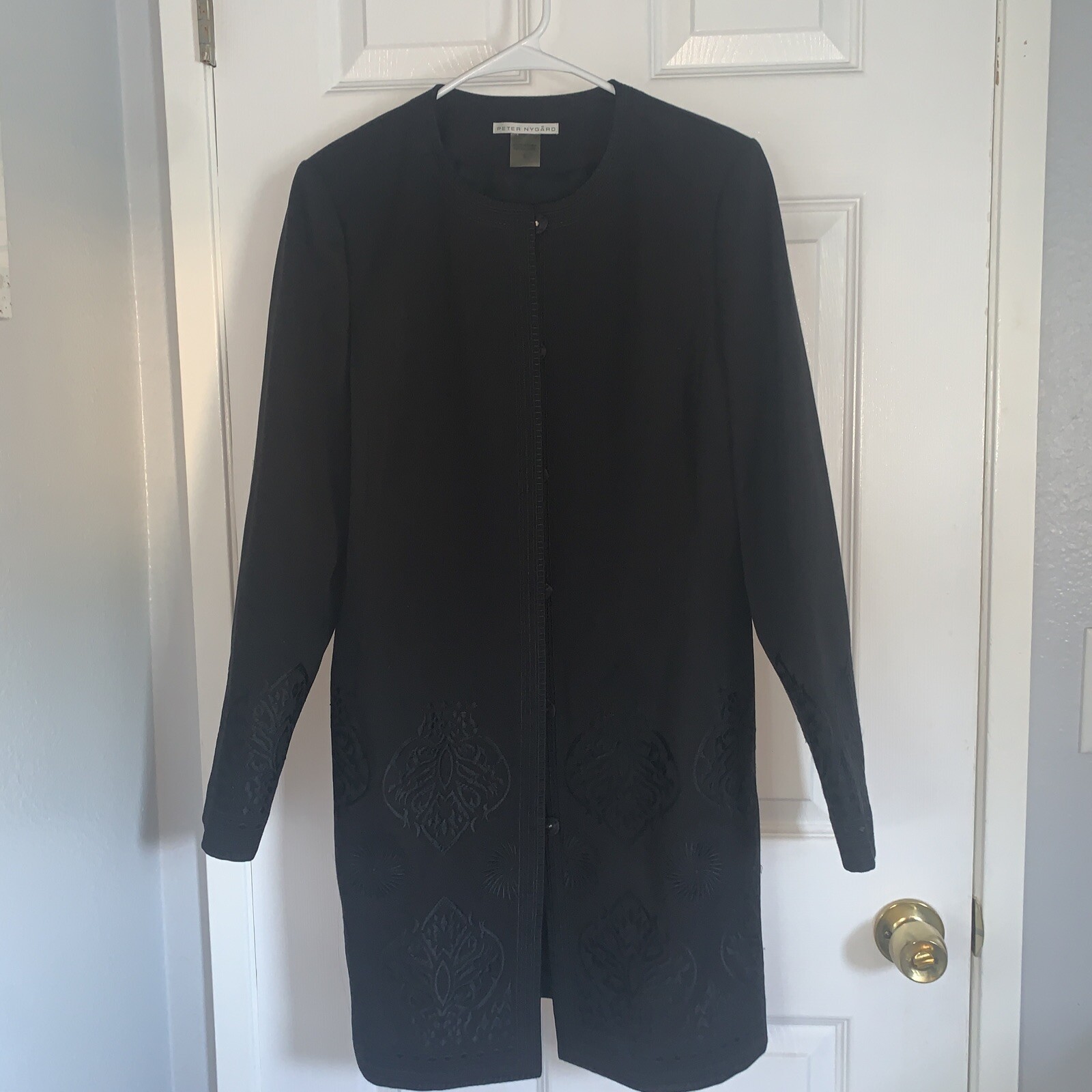 Peter Nygard Black Button Down Black Overcoat - image 1