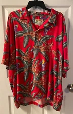 Paradise Found Vintage Hawaiian Shirt Mens 2XL XXL 2X Red Purple Toucan Birds
