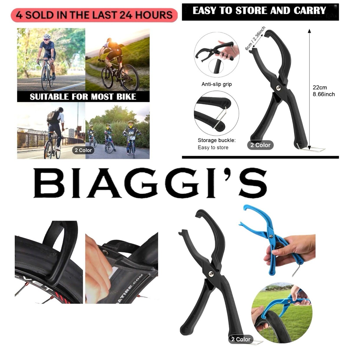 Bike Tyre lever Cycle Tyre Removal Tools Seating Clamp Clip Pliers 3rd hand