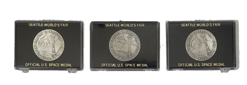1962 Seattle Worlds Fair Official Space Age US Mint Silver Medal Lot of 3