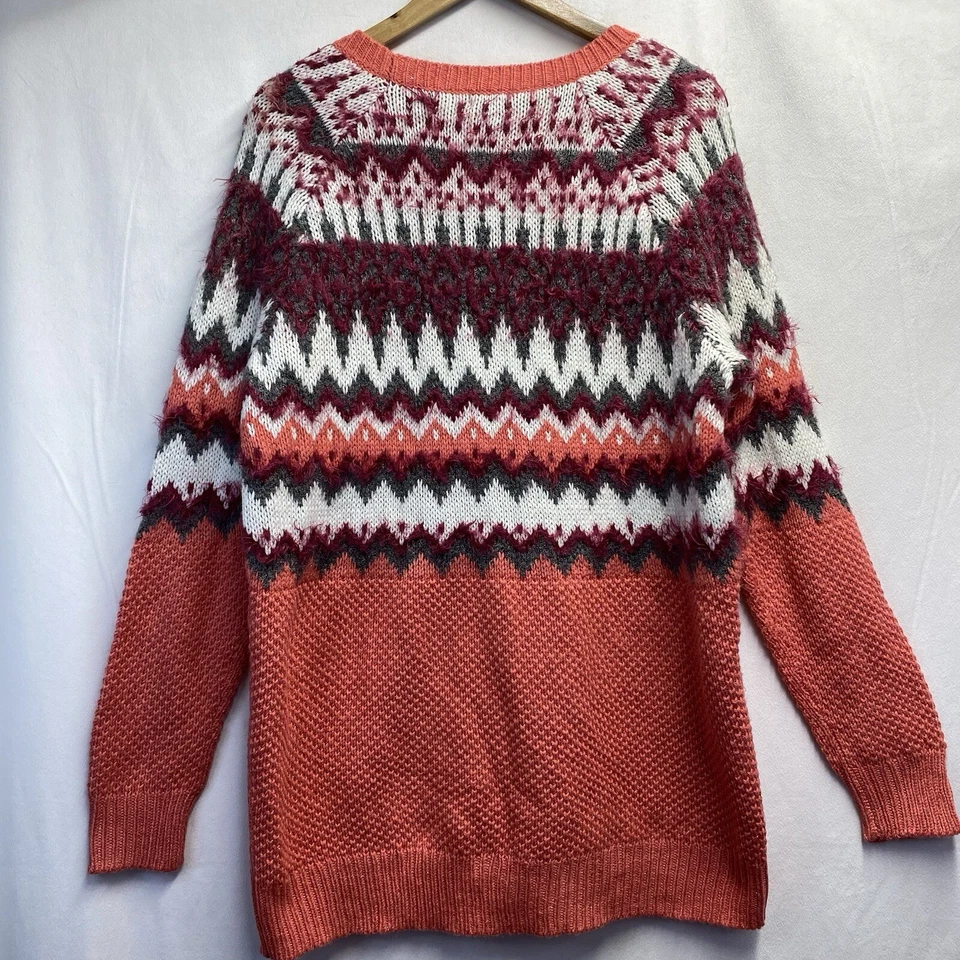 Mossimo Supply Co. Knit Crewneck Pullover Sweater Women XXL Metallic Coral Multi - Image 3 of 4