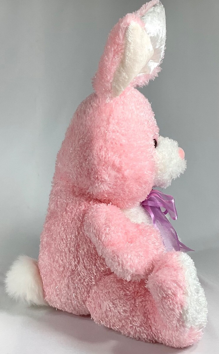 PinkRabbit ① KIDS OF AMERICA 2001 Plush Bunny Rabbit Pink White Sparkle
