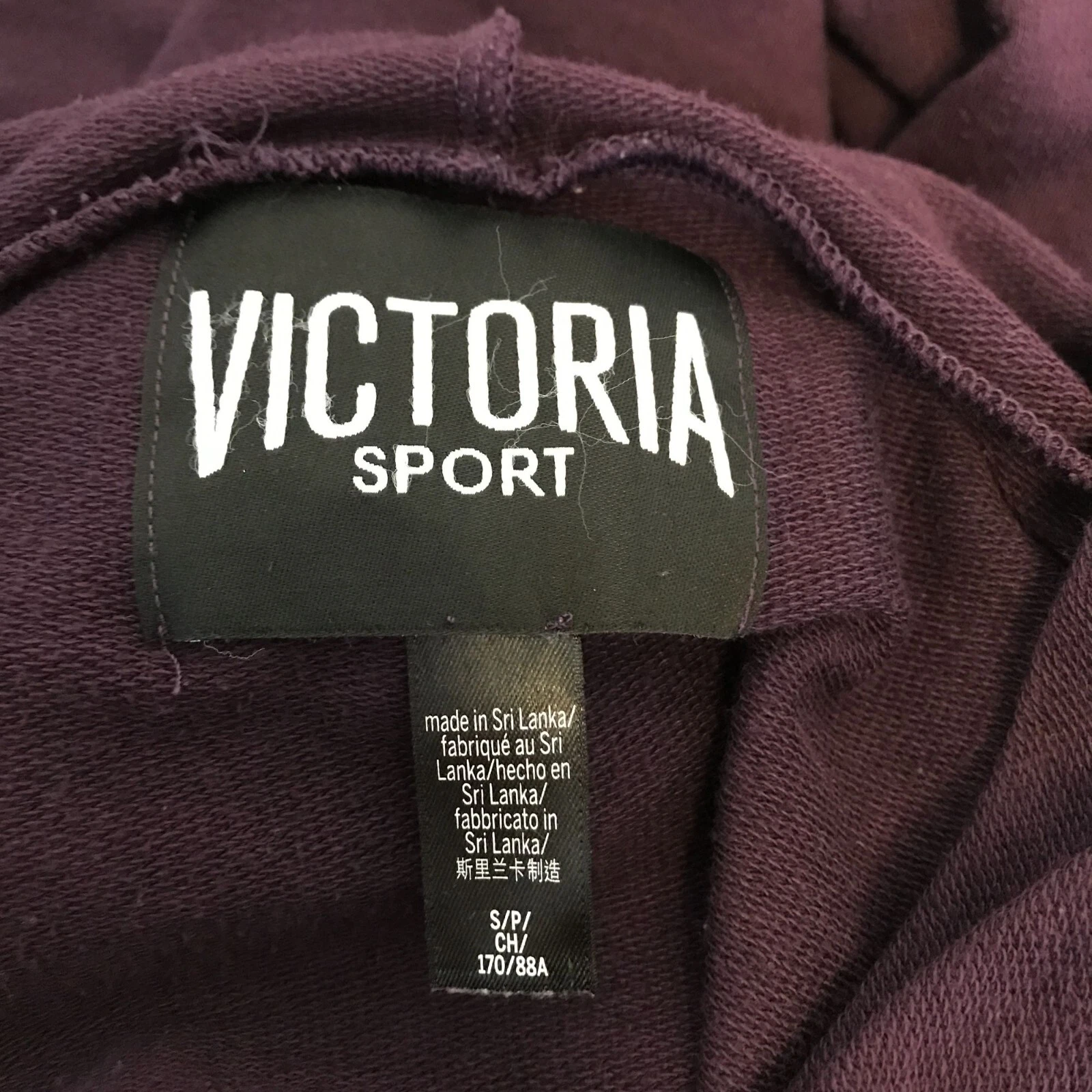 UNDERCOVER Felpa con cappuccio da donna melanzane a maniche lunghe leggero logo Victoria Sport taglia S