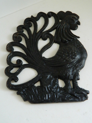 Vintage CAST IRON ROOSTER Wall Hanging Plaque Rustic Country Kitchen 7 ...