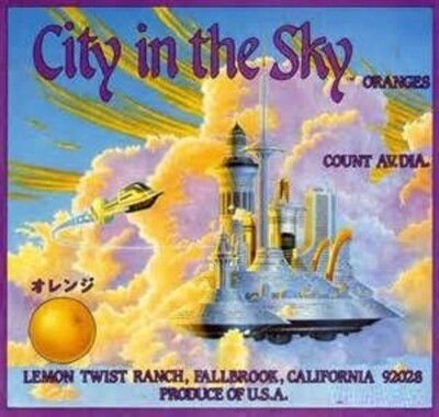 City in the Sky Brand Oranges Fallbrook California Retro Crate Label Art Print