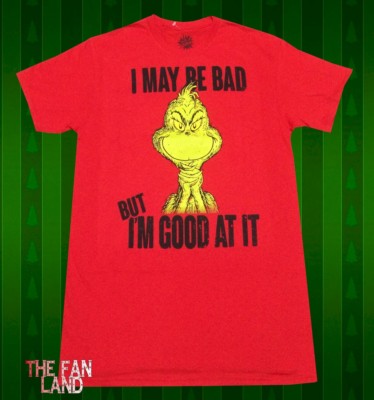 New Dr. Seuss How the Grinch Stole Christmas I may be Bad Mens Vintage T-Shirt