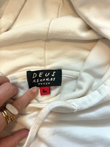 Deus Records TOKYO JAPAN Hoodie White L 100% Cotton DEUS EX MACHINA Remarkable - 第 3/6 張圖片