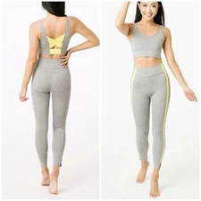 ZYIA Active Neon Tape Light n Luxe High Rise Split Hem Leggings