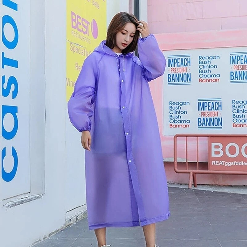 Impermeable para mujer grueso impermeable impermeable impermeable adulto transparente sudadera con capucha Foto 2 de 4