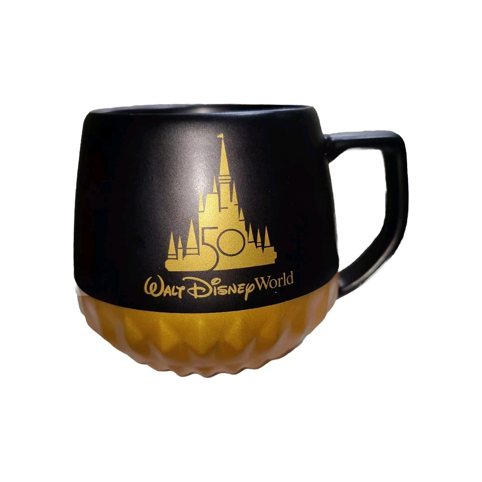 Walt Disney World Starbucks Mug 50th Anniversary Coffee Tea Cup Black Gold 12 Oz - Image 2 of 4