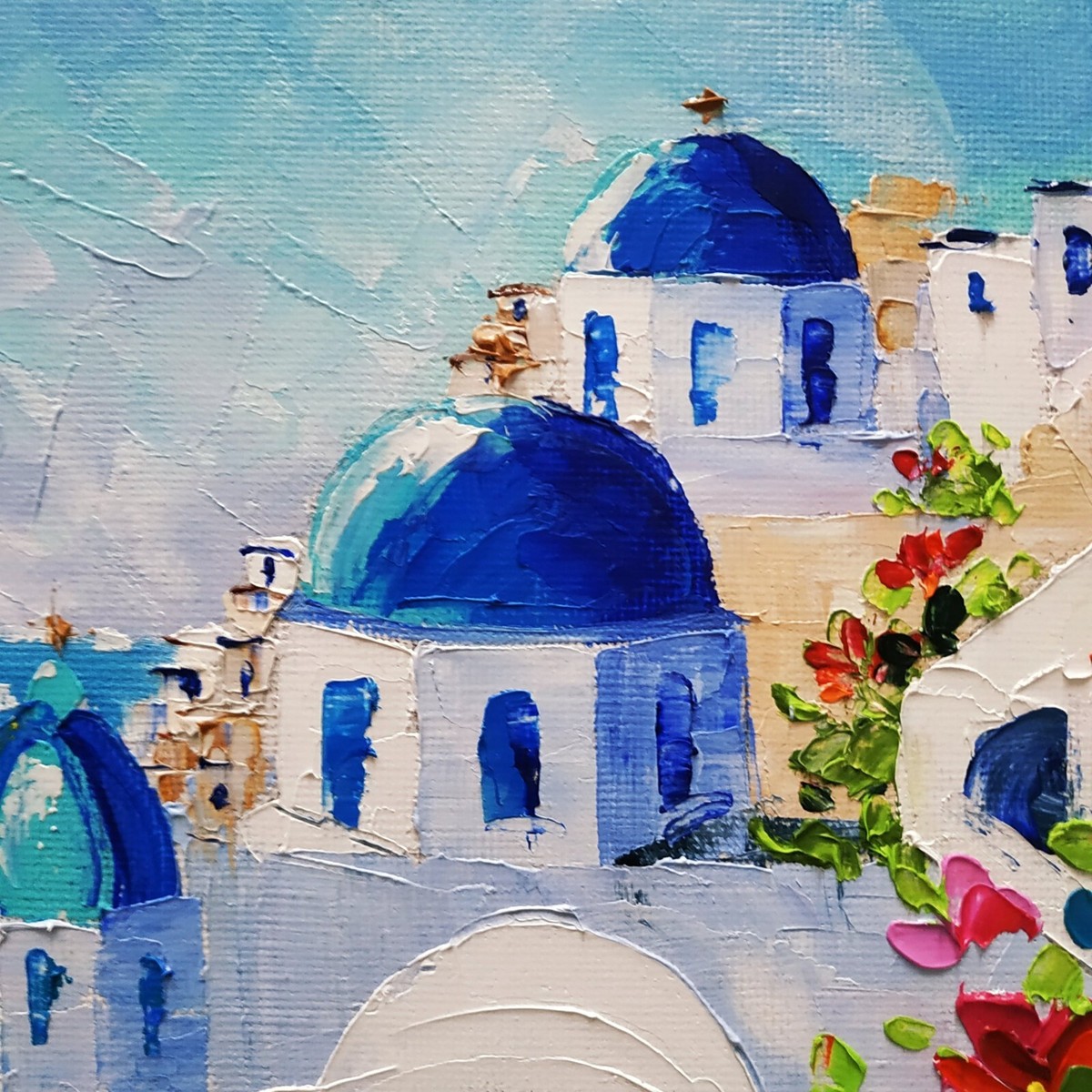 Santorini Painting Oia Greece Original Art Landscape Small