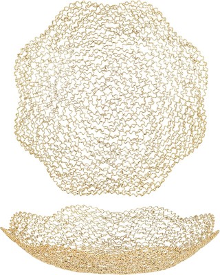 Decorative Dish for Home Decor and Centerpieces - Gold Vegetable Fruit Bowl Bask