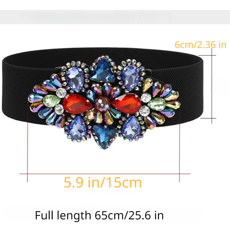 Women Rhinestone Crystal Stretch Wide Waist Belt Accessory  display picture 3