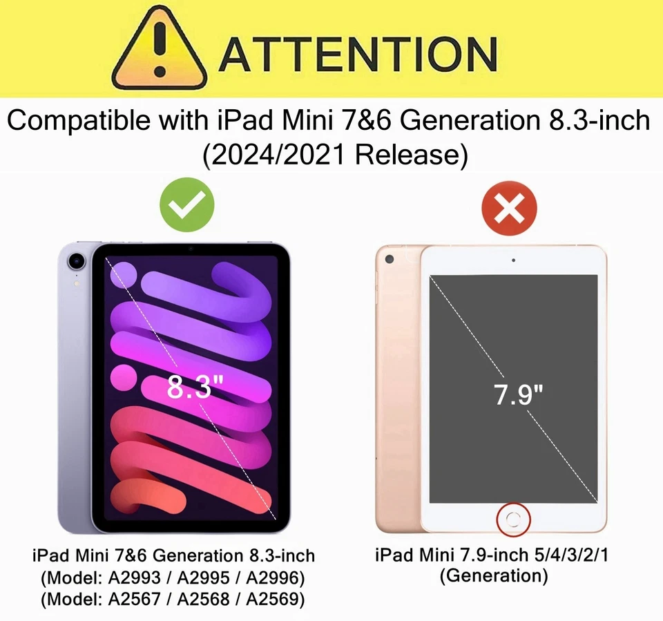 iPad Mini 7th&6th Gen 8.3" 2024/2021 Case for Kids, Built-in Screen Protector - Image 3 of 3