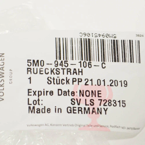 VOLKSWAGEN GOLF PLUS HECKSTOßSTANGE RECHTS SEITENReflektor 5M0945106C - Bild 7 von 8