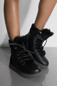 UGG WOMENS VIKI WATERPROOF ARCTIC GRIP BOOTS SHEARLING Black Leather 7.5 $220 | eBay