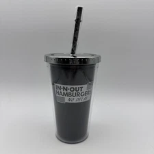 Rare In-N-Out Hamburgers 'No Delays' Cup Tumbler in Black and Silver New