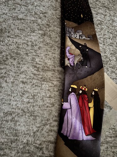 NWT Men's Mark Jason Three Wise Men 100% Silk Stain Resistant Multicolor Tie - Picture 5 of 12