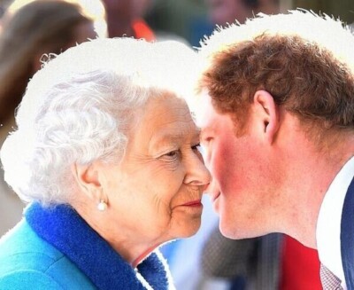 Queen Elizabeth II und Prinz Harry unsigniertes 10'' x 8'' Foto *5647