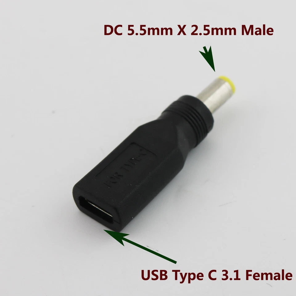 100x USB 3.1 Type C Female to 5.5 x 2.5mm Male DC Power Charge Adapter Connector - Image 2 of 4