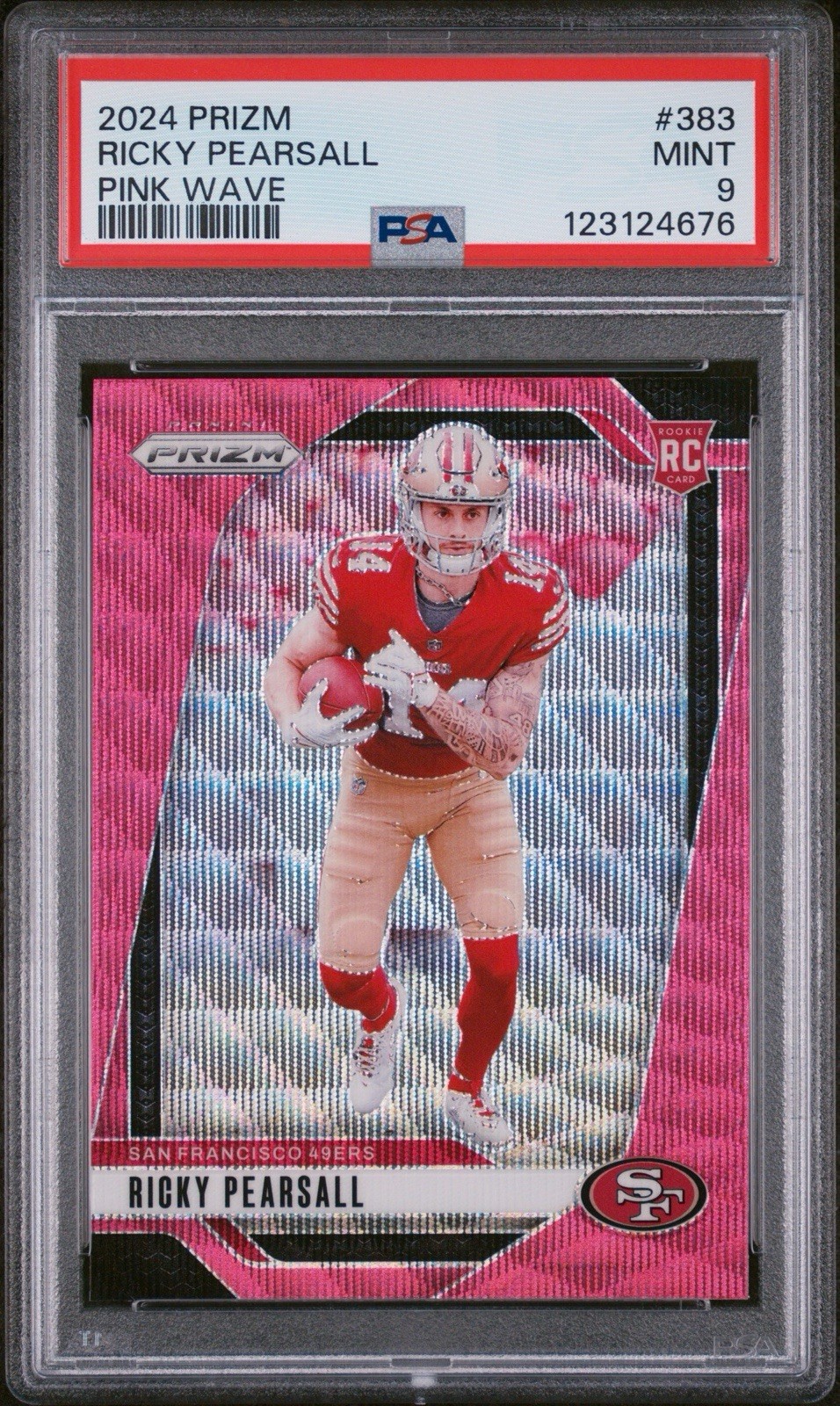 RICKY PEARSALL PSA 9 2024 PANINI PRIZM #383 ROOKIE PINK WAVE RC 49ERS