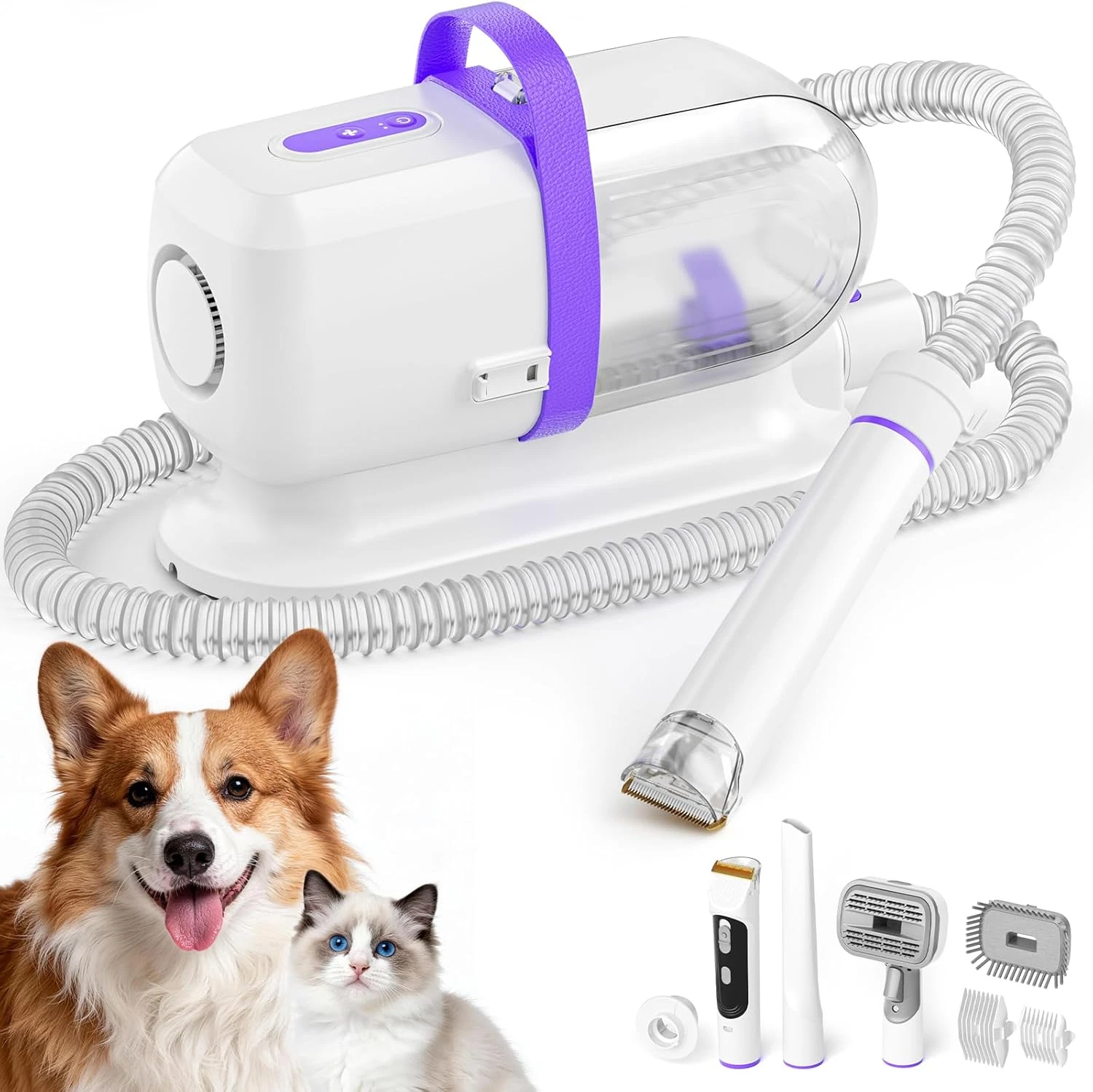 6-In-1 Dog Grooming Vacuum, Pet Grooming Kit with Dog Clippers, 2.2L Dust Cup Do