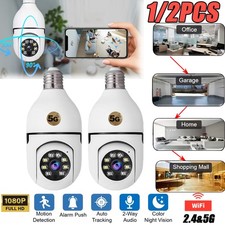 1/2Pcs 360° 1080P Light Bulb Camera Wi-Fi IR Night Smart Home Wireless Security