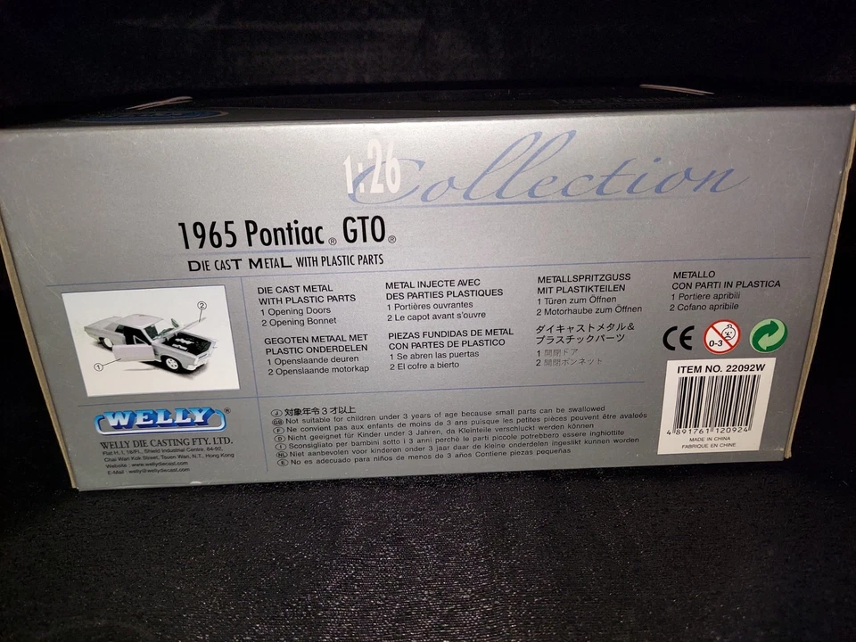 WELLY Vintage 1965  (Rare Yellow) Pontiac GTO 1:26 Scale  Diecast NIB - Image 3 of 4