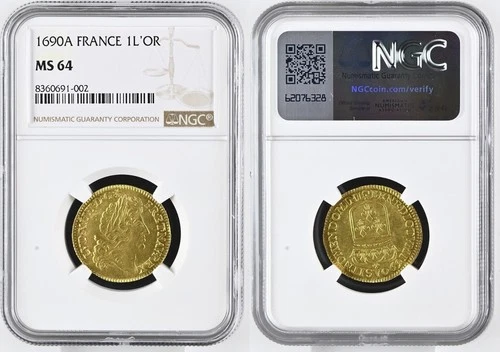 France - Louis XIV - Louis d'or à l'Ecu 1690A - NGC MS64 - TOP POP