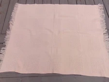 Peachy Pink Woven  Wool Throw/ Lap Blanket w Fringe 44 "x 54"