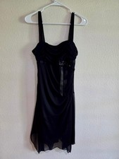 Vintage Y2K XOXO Ruched Sweetheart Asymmetrical Fairy Hem Cocktail Dress Black L