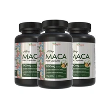 Black Maca 1500 mg 90 Caps Energizing Herb Rich in Saponins 3pack