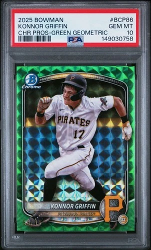 Konnor Griffin 2025 Bowman Chrome Prospects GREEN GEOMETRIC /99 PSA 10