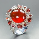 Handmade 12 ct+ Natural Hessonite Ring 925 Sterling Silver Size 8 /R468384