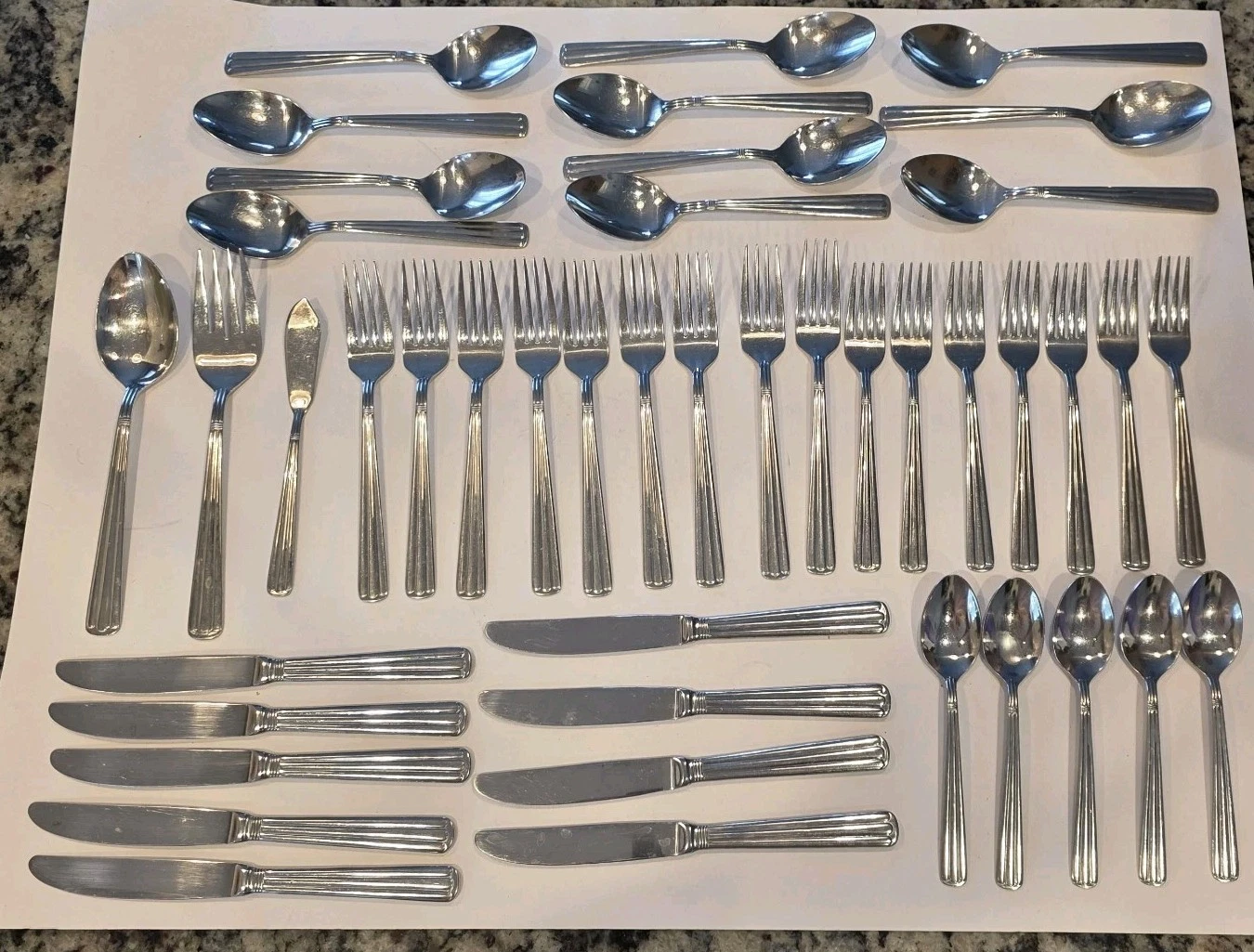 Wallace CENTENNIAL 18/10 Stainless Flatware Set Korea 44pc W/ Serving Spoon Fork