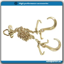 5/16''x3' G70 V-Chain Bridle w/8" Medium J Hooks,T- Hook&J-Hook w/Grab Hooks USA