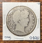 1909-O Barber Silver Half Dollar Coin; Nicely circulated good condition