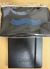 American Express Amex  Novelty Black Leather Memo Pad Pouch Set