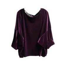 Gloria Vanderbilt Electric Violet Velvet Tunic Balloon Sleeve Boat Neck Plus 3X