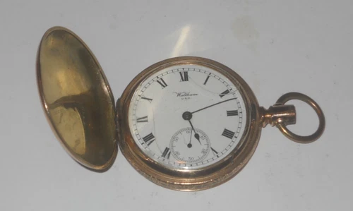 ANTIQUE WALTHAM FULL HUNTER GOLD FILLED POCKET WATCH NOT WORKING, SPARES REPAIRS