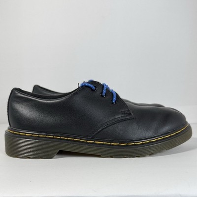 Dr. Martens Oxford Leather Shoes Juniors Boys Size 3 Black Yellow Stitching 1461