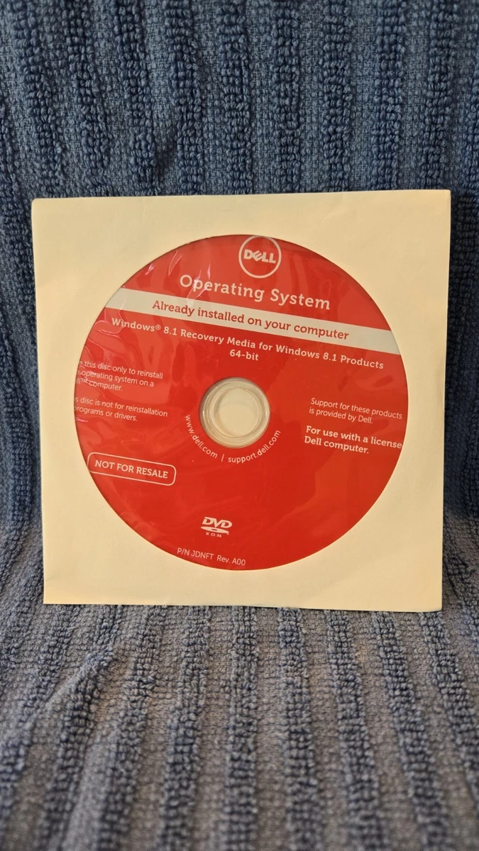 Medios de recuperación Dell OEM Windows 8.1 DVD de 64 bits, sellado