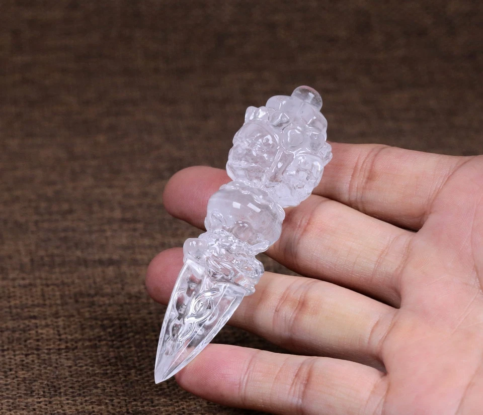 Tibetano Nepalí India Himalaya Cristal Oración Amuleto Vajra Longitud: 8,6 cm 45G Foto 3 de 4