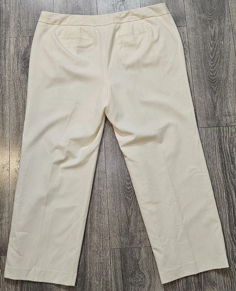 复古 90 年代 Y2K Liz Claiborne 西装裤长裤奶油色女式 20W 码宽松人造丝 — 第 2/4 张图片