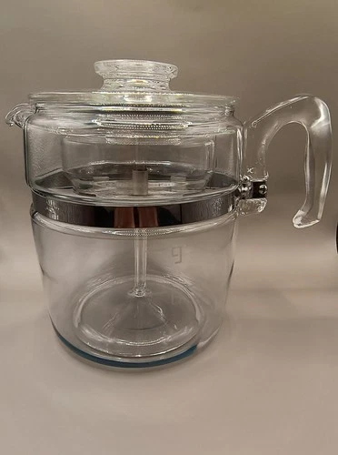Vintage Pyrex Flameware Glass 6-9 Cup Percolator Coffee Pot Complete - 7759-B